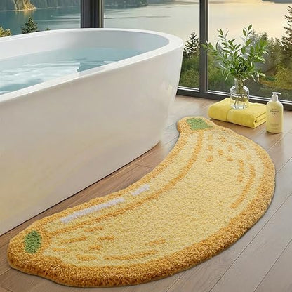 LUMI Cute Bathroom Rug, Absorbent Non Slip Bath Mat, 18.5"x39.5", Banana