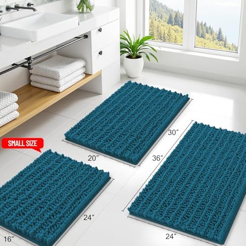 Smiry Bathroom Rugs 24X16, Extra Soft Rubber Backing Chenille Bath Mats