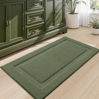 LUMI Large Bathroom Rugs Soft Absorbent, Non Slip Bath Mat 24x43, Green