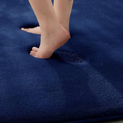 MINIDEAR Bathroom Rugs 32x20 Navy Blue - Thick Memory Foam Bath Mat, Ultra Soft & Plush Fluffy, Non-Slip, Quick Dry, Absorbent Washable Floor Microfiber Mat for, Tub, Home Decor Accessories