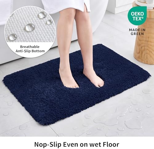 Disolla Navy Bathrom Runner Rug 24x59 - Large Soft Plush Bath Mat, Thick Long Non-Slip Shaggy Floor Mat, Ultra-Absorbent for Master Bathroom Bedroom