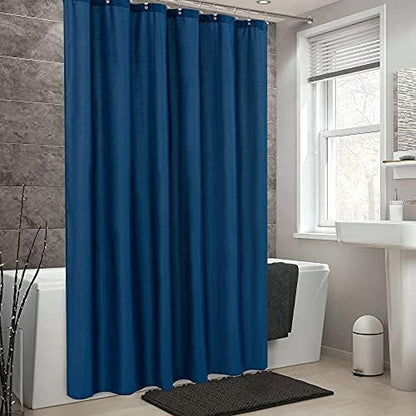 ALYVIA SPRING 72x78 Long Waterproof Fabric Shower Curtain or Liner Navy