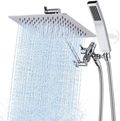 G-Promise All Metal 8" Rain Shower Head with Handheld for Bathroom Upgrade
