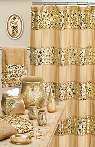 Zahari Home Sinatra Modern Bathroom Rug Classic Luxury Bath Rug Contemporary Decor Champagne Gold Bath Mat for Shower Unique Design Stylish Bathroom Rug Bath Shower Tub Décor