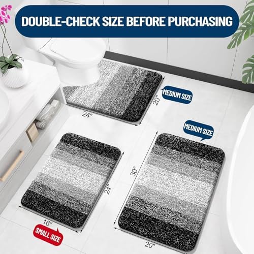 OLANLY Luxury Toilet Rugs U-Shaped 24x20, Soft Absorbent Microfiber Mat