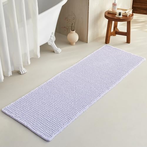 TYUU Waffle Runner Rug Bathroom, Long Cute Bath Mat, 72x24 Lavender Cream