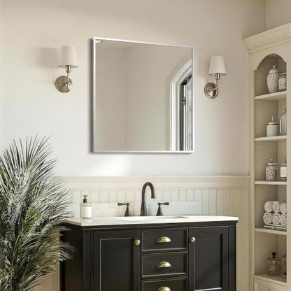 FICTOR Bathroom Vanity Mirror for Over Sink, 30" x 30", Silver