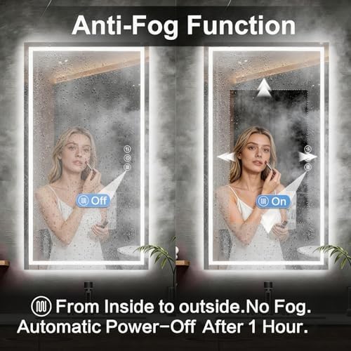 48"x 32" LED Bathroom Mirror with Lights, Backlit + Front Lit Vanity Mirror