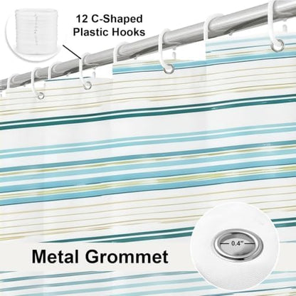 Neutral Modern Striped Shower Curtain Abstract Luxury Aesthetic Ocean