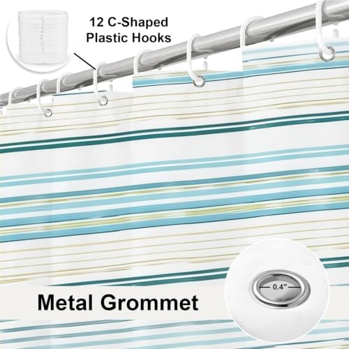 Modern Neutral Striped Shower Curtain Abstract Luxury Aesthetic Ocean