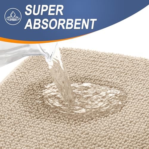 OLANLY Thick Memory Foam Bathroom Rugs 36x24, Absorbent Bath Mat, Beige