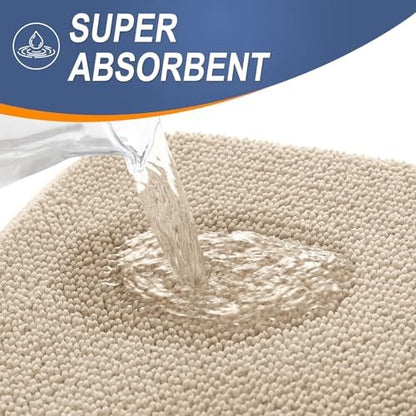 OLANLY Thick Memory Foam Bathroom Rugs 36x24, Absorbent Bath Mat, Beige