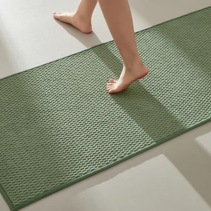 TYUU Bathroom Runner Rug, Long Bath Mat Washable Thin Quick Dry Low Pile Bathroom Runner Rugs 24 x 60 Non Slip, Sage Green 24"x60"