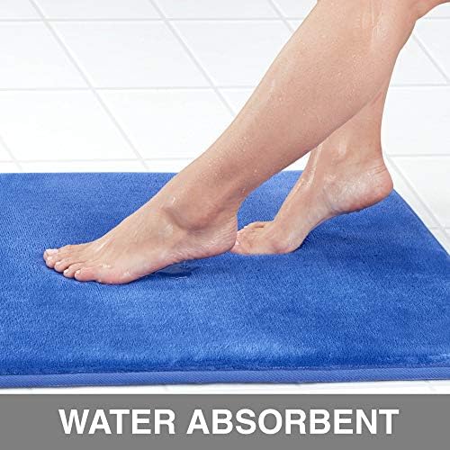 Memory Foam Bath Mat Non Slip Absorbent Super Cozy Velvet Bathroom Rug Carpet (24 inches X 48 inches, Royal Blue)