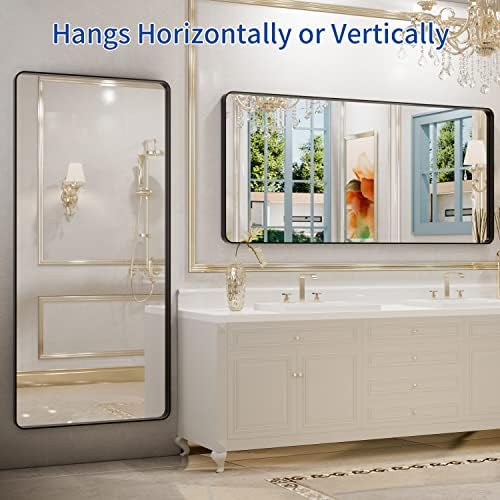 WEER Black Bathroom Vanity Mirror 60X28 Inch