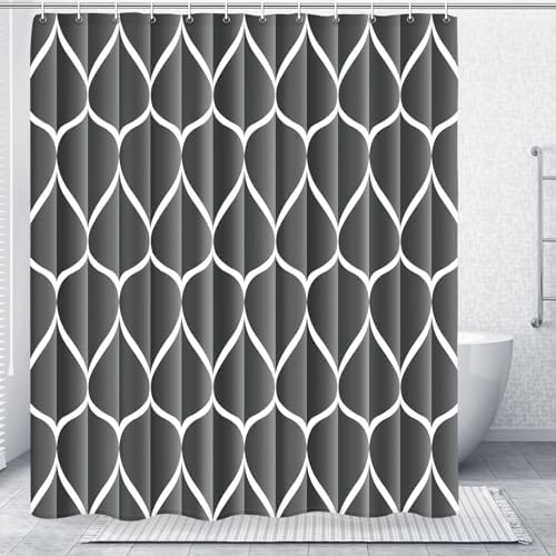 Gelbchu Geometric Shower Curtain for Bathroom, Dark Gray, 72x72 Inch