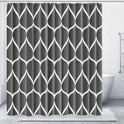 Gelbchu Geometric Shower Curtain for Bathroom, Dark Gray, 72x72 Inch