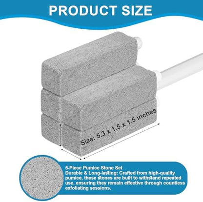 5 Packs Pumice Cleaning Stone with Extra Long Handle, Pumice Stone for Toilet Bowl Clean for Cleaning Toilets, Bathtubs, Grills, Swimming Pools, Sinks
