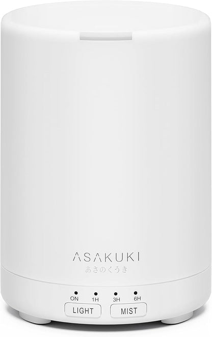 ASAKUKI Essential Oil Diffuser for Home, 300 ml Humidifier with Automatic Shut-Off, Quiet Aromatherapy Diffuser with 7 LED Lights for Living Room, Kitchen, Bedroom, Hotel - Pure White