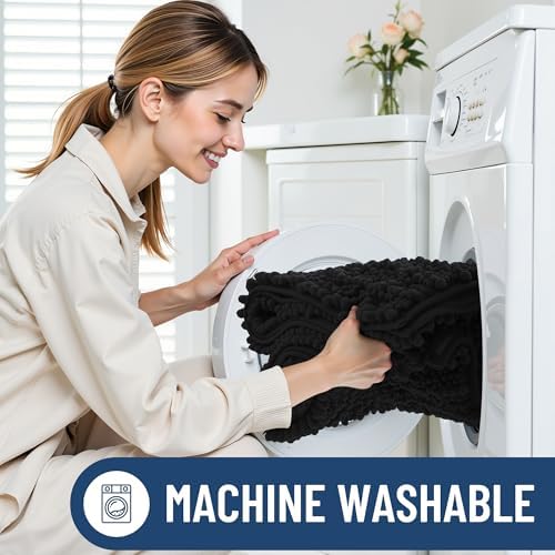 Smiry Bathroom Rugs 35X24, Extra Soft Rubber Backing Chenille Bath Mats
