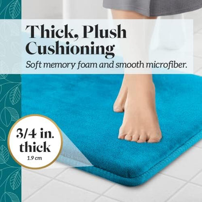 Memory Foam Bath Mat Non Slip Absorbent Super Cozy Velvet Bathroom Rug Carpet (72 inches X 24 inches, Caribbean Sea)