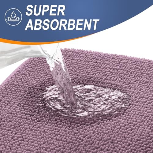 OLANLY Thick Memory Foam Bathroom Rugs 36x24, Absorbent Bath Mat, Deep Plum