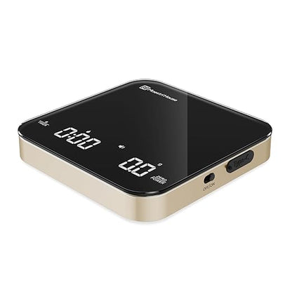 Maestri House S2 Espresso Coffee Scale with Timer, USB-C Rechargeable 2kg/0.1g Precision Shot Scale, Digital Scale for Espresso Brewing(Black & Gold)