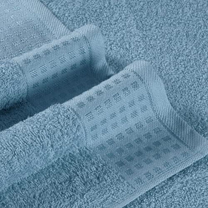 GLAMBURG 100% Cotton Ultra Soft 6 Pack Towel Set, Contains 2 Bath Towels 28x55 Inches, 2 Hand Towels 16x24 Inches & 2 Wash Coths 12x12 Inches, Compact Absorbent Lightweight & Quickdry - Sky Blue