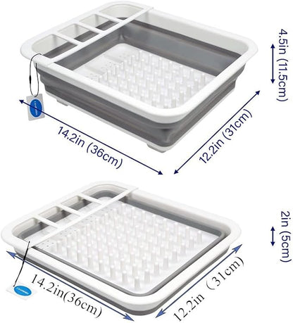 Casaphoria Collapsible Small Dryer Rack Over The Sink for Counter Plate Rack,Plastic Portable Dinnerware Organizer-Space Saving Storage Tray