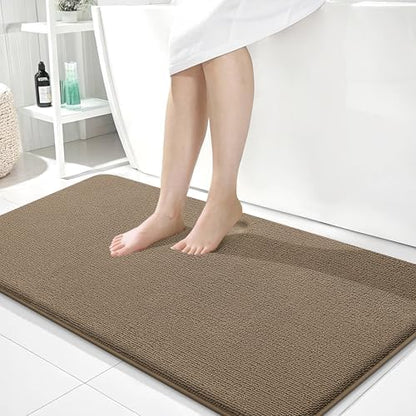 OLANLY Memory Foam Bathroom Runner Rug 44x24, Absorbent Long Bath Mat, Tan