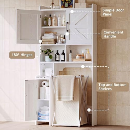 IRONCK 67 in Over The Toilet Storage Cabinet with Adjustable Shelves White