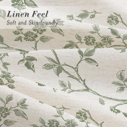 MitoVilla Small Stall Linen Floral Shower Curtain for Bathroom,36 x 72