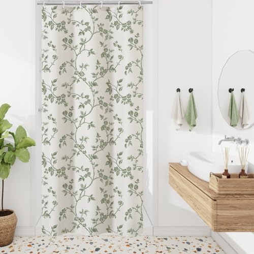 MitoVilla Small Stall Shower Curtain Set 36 x 72, Narrow Half Cotton Floral Cottagecore Spring Shower Curtains for Bathroom, Modern Farmhouse Country Plant Leaves Bathroom Décor