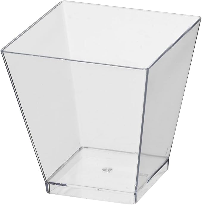 Party Essentials Clear Miniware Appetizer and Dessert Food Tasting Set for Presentation, Serving, and Catering, 2 oz. Square Shot Glasses, Cups Only, Pack of 40