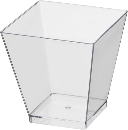 Party Essentials Clear Miniware Appetizer and Dessert Food Tasting Set for Presentation, Serving, and Catering, 2 oz. Square Shot Glasses, Cups Only, Pack of 40