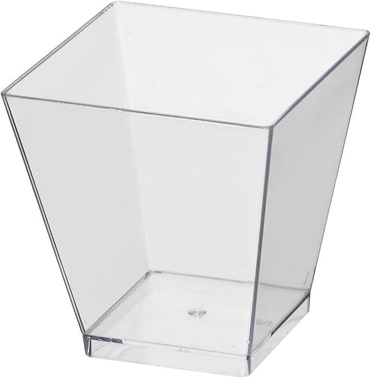 Party Essentials Clear Miniware Appetizer and Dessert Food Tasting Set for Presentation, Serving, and Catering, 2 oz. Square Shot Glasses, Cups Only, Pack of 40