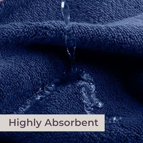 Lavish Home Bathroom Towels Set, Bathroom Essentials, Navy, Set of 8