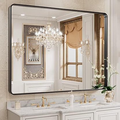WEER Black Bathroom Vanity Mirror 40X30 Inch