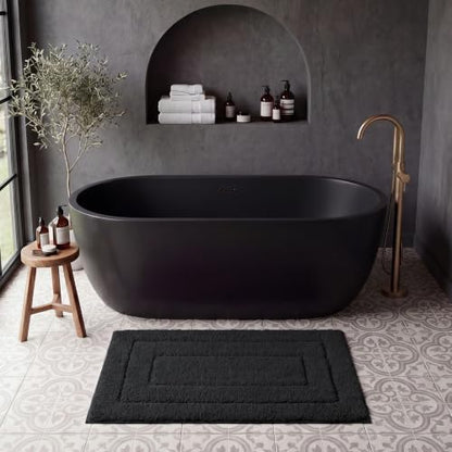 GRANNY SAYS Black Bathroom Rug 20" x 30", Non-Slip Microfiber Bath Mat
