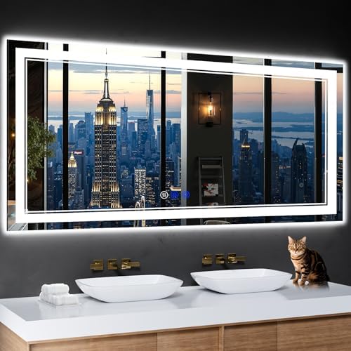 60"x28" LED Bathroom Mirror with Lights,Anti-Fog,3 Color Modes