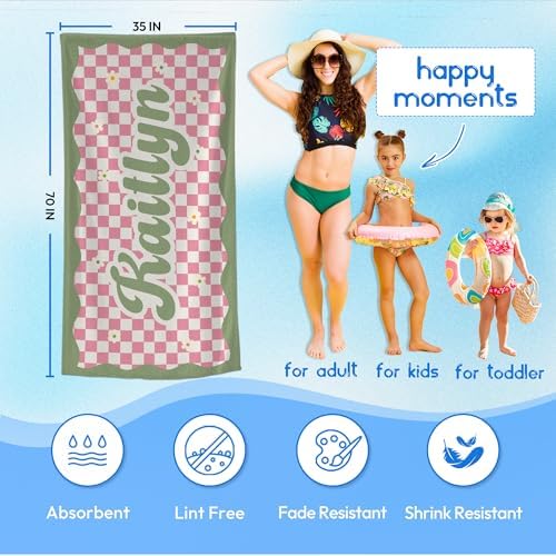 JML Personalized Beach Towel with Name, Microfiber, 35 x 70 in