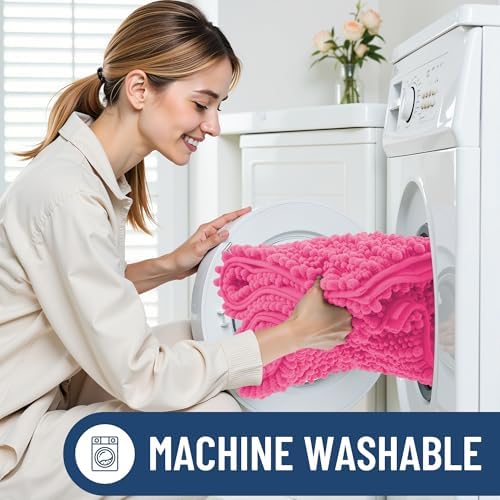 Smiry Bathroom Rugs 24X16, Extra Soft Rubber Backing Chenille Bath Mats