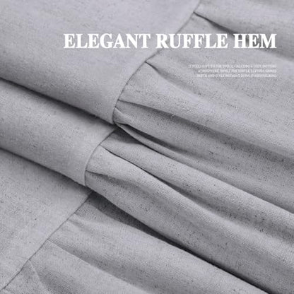 Farmhouse Shower Curtain Ruffle Linen Flax Grey 72" W x 72" L