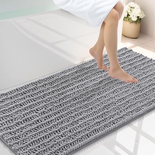 Smiry Bathroom Rugs 47X24, Extra Soft Rubber Backing Chenille Bath Mats