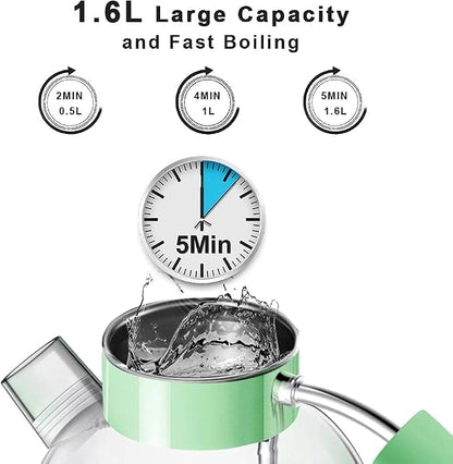ASCOT Electric Kettle, Glass Electric Tea Kettle Gifts for Men/Women/Family 1.5L 1500W Borosilicate Glass Tea Heater, with Auto Shut-Off and Boil-Dry Protection (Green)