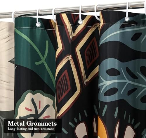 Boho Floral Shower Curtain, Vintage Botanical Fabric Curtain, 108 x 72