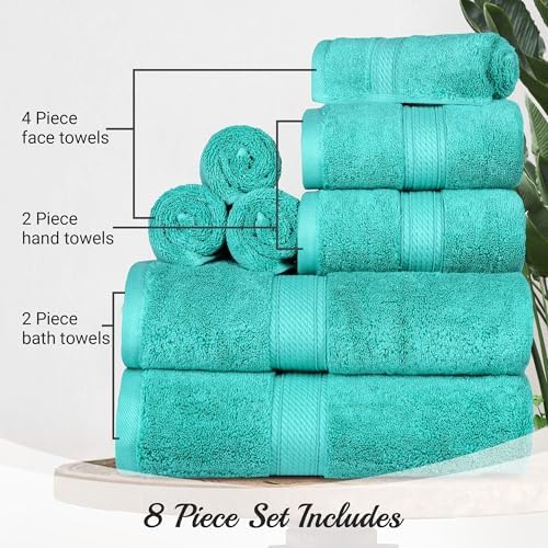 SUPERIOR Egyptian Cotton Ultra Plush & Absorbent, 8 Piece Set, Turquoise