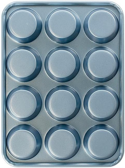 Nordic Ware Brilliant™ Colorful Bakeware 12 Cavity Muffin Pan, Nonstick made without PFAS or PTFE for safe cooking; Reinforced steel rim prevents warping