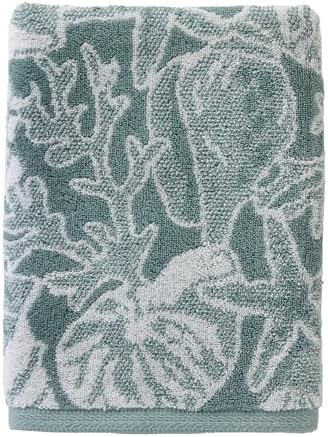 SKL Home South Seas Shell Bath Towel, 100% Cotton Jacquard, Teal/White