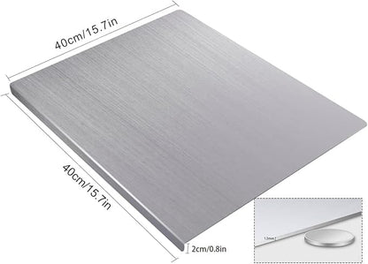 OTAVILEM Cutting Board for Kitchen, Food Grade Stainless Steel Cutting Board Non Toxic, Metal Chopping Board for Veggies, Meat, Fruits, Bread and Baking 15.7"L x 15.7"W